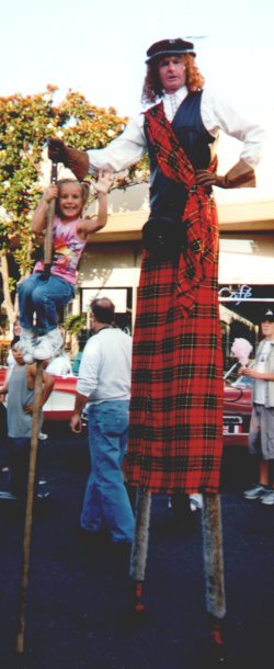 Rusty on stilts with a friend